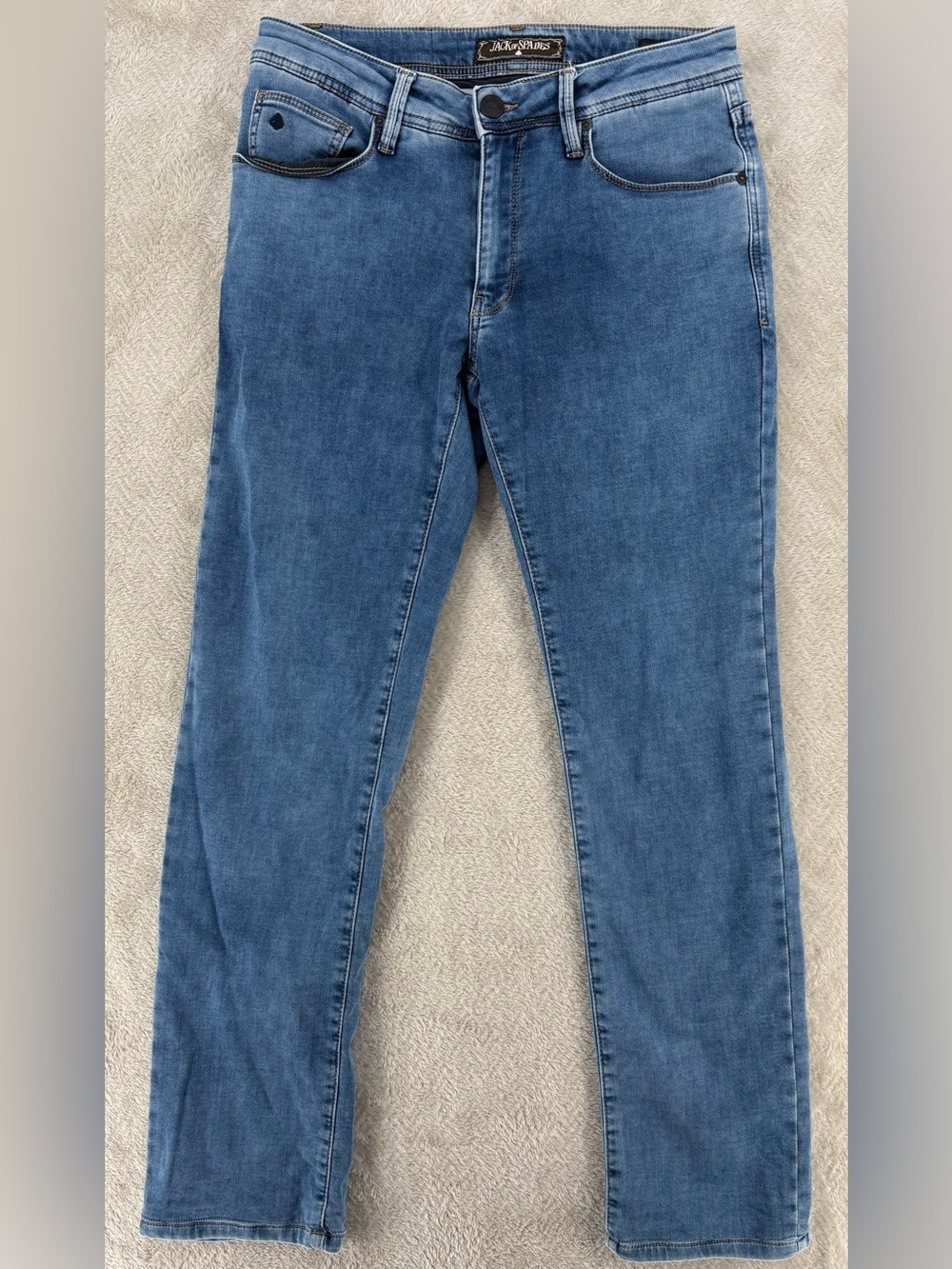 Jack of Spades Men’s Slim Straight Jeans Light Wash Stretch Denim Size 30x34
